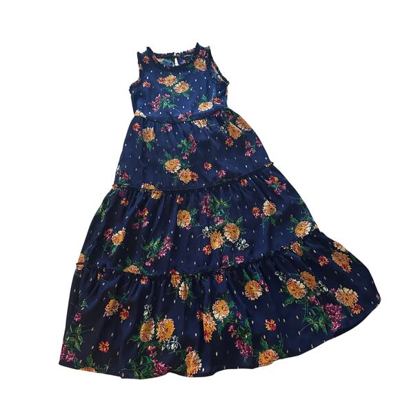 Zunie Girls' Floral Print Sleeveless Maxi Dress - Size 7/8 - Picture 1 of 6